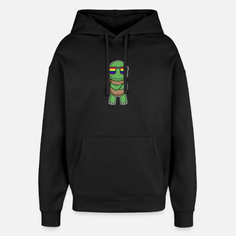 Arc-en-ciel - Tortue à lunettes - Sweat à capuche unisexe Stanley/Stella Oversized - noir