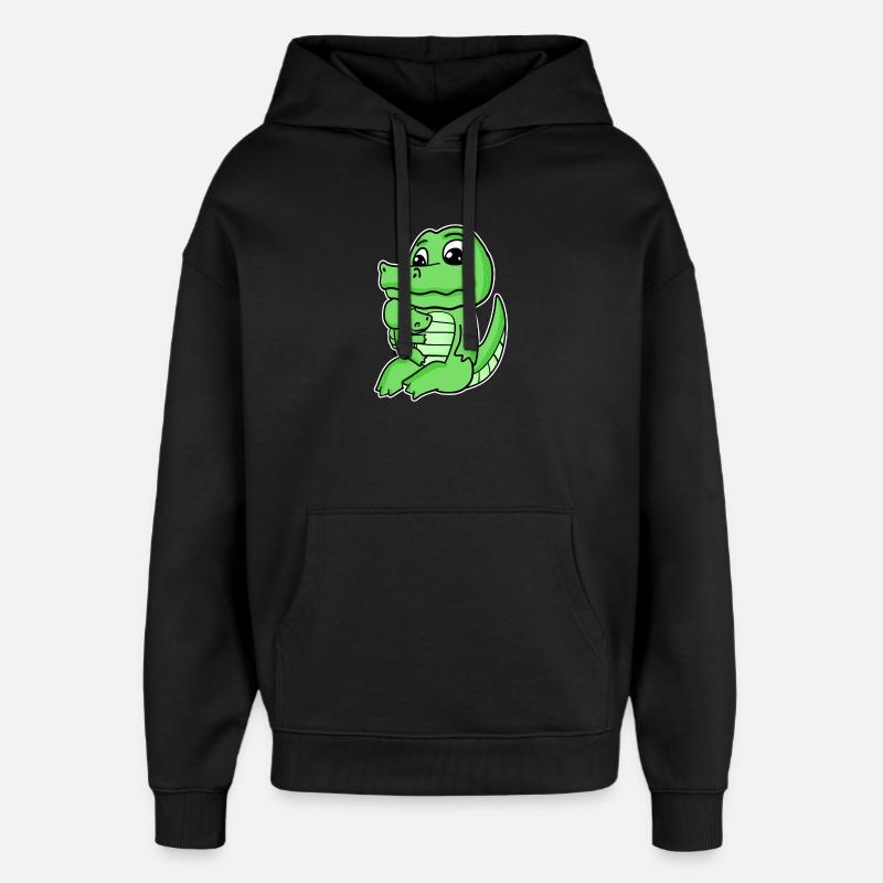 Famille Crocodile - Crocodile avec bébé - Sweat à capuche unisexe Stanley/Stella Oversized - noir