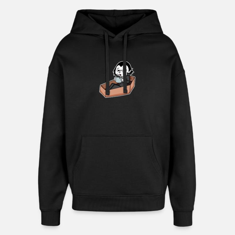 Vampire boit du café - Sweat à capuche unisexe Stanley/Stella Oversized - noir