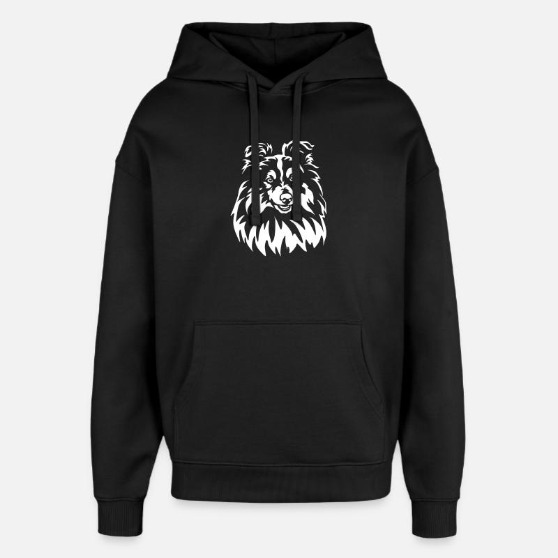 Sheltie Head "Black Edition" - Oversized Unisex Hoodie by Stanley/Stella - black