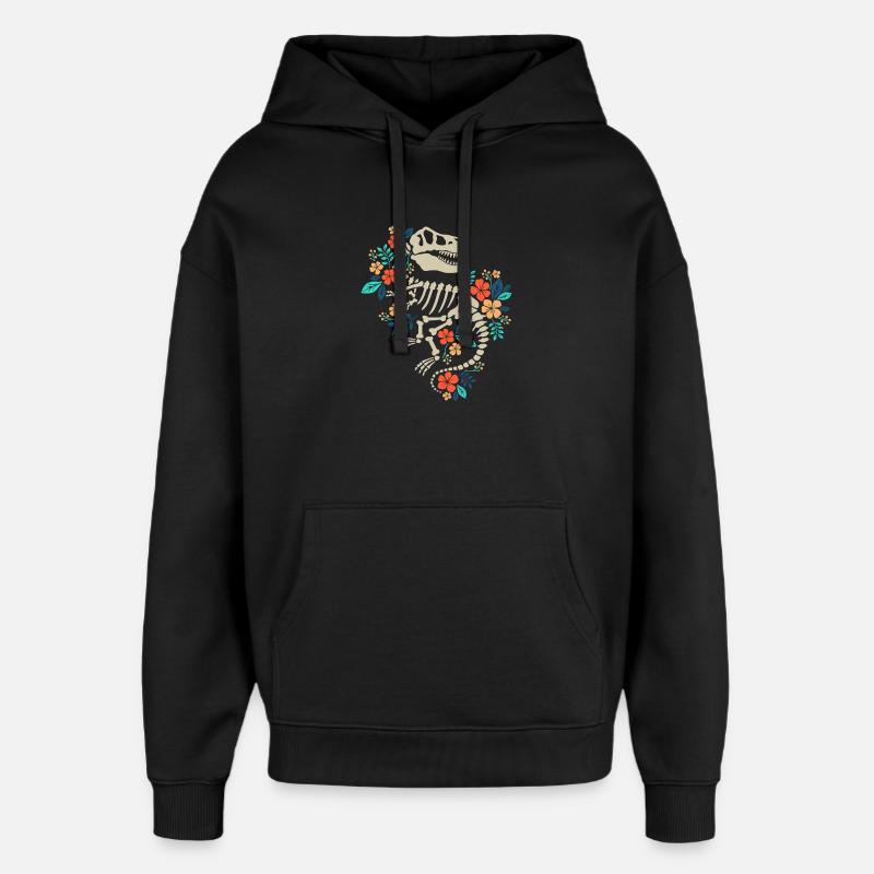 Fossile floral de dinosaure - Sweat à capuche unisexe Stanley/Stella Oversized - noir