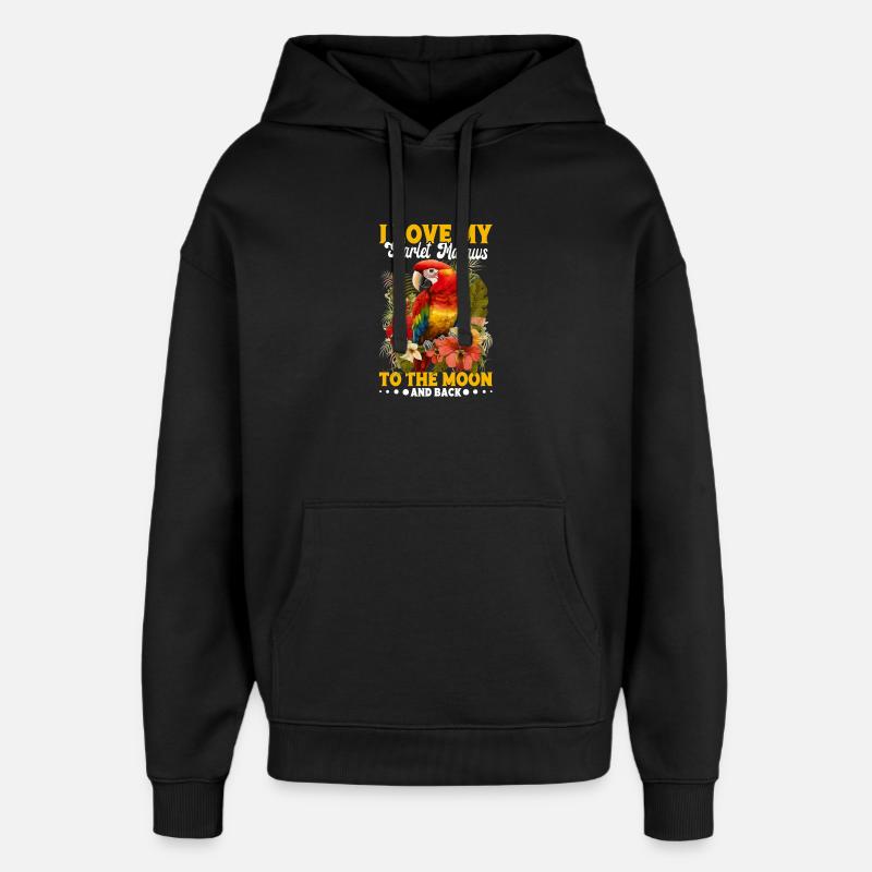 J'adore mes aras écarlates - Sweat à capuche unisexe Stanley/Stella Oversized - noir