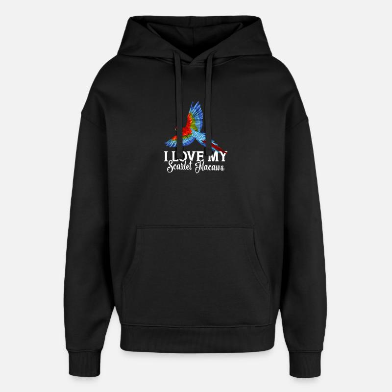 J'adore mes aras écarlates - Sweat à capuche unisexe Stanley/Stella Oversized - noir