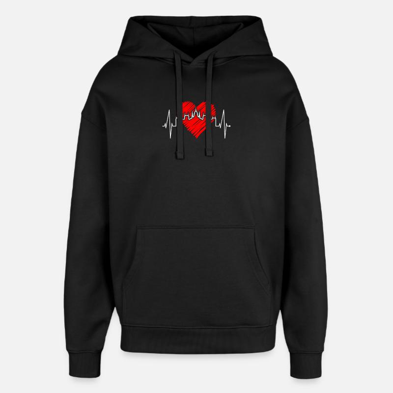 Budapest Skyline Herzschlag Ungarn Herz Budapester - Oversized Unisex Hoodie von Stanley/Stella - Schwarz
