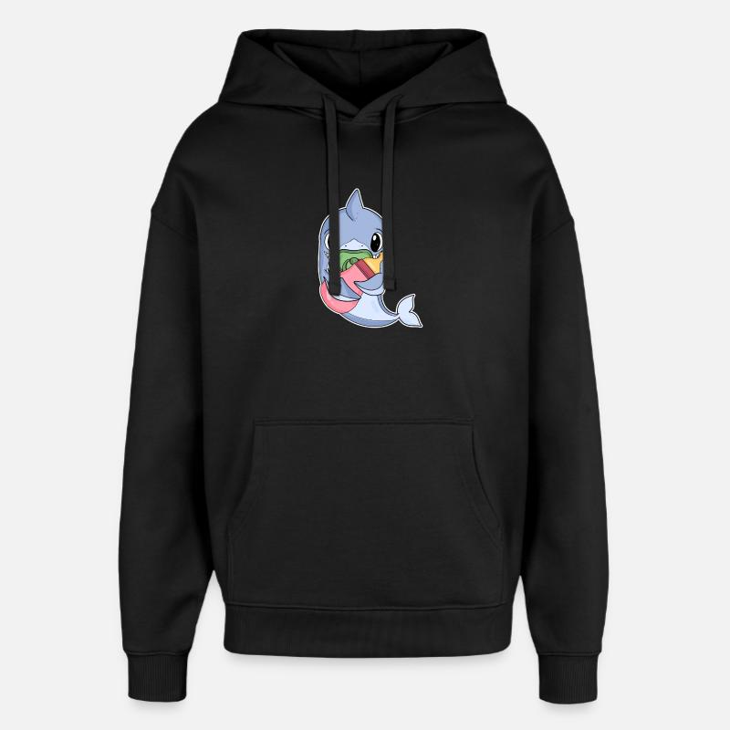 Bébé dauphin - Sweat à capuche unisexe Stanley/Stella Oversized - noir