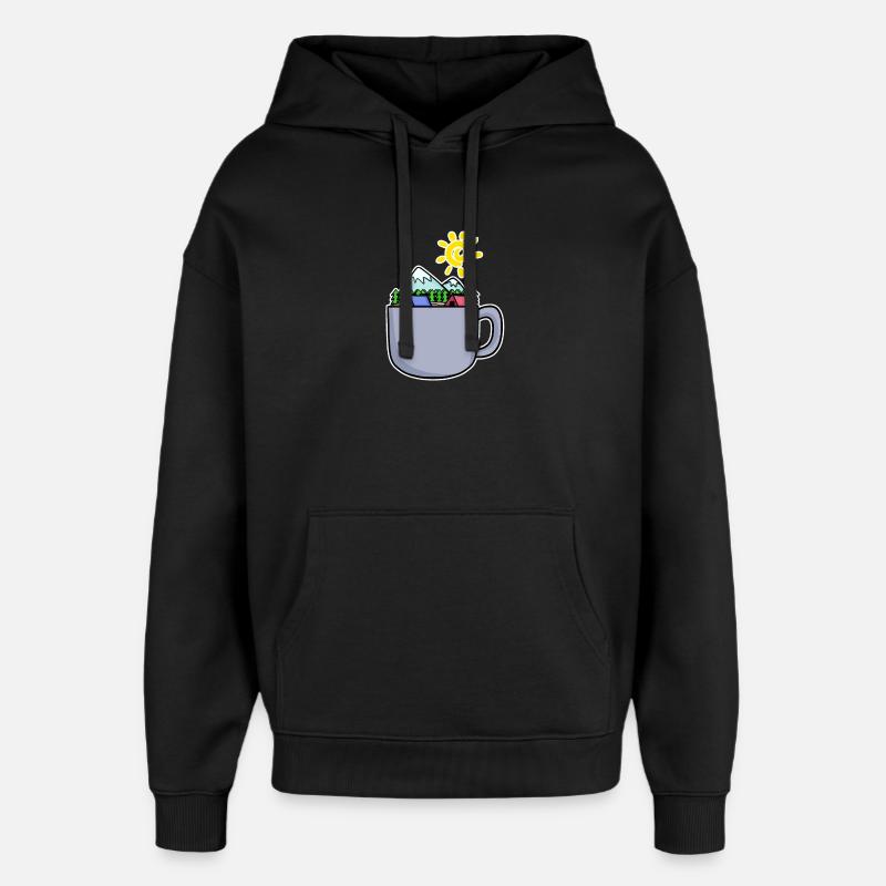 Café Mountain Mountains Summit - Sweat à capuche unisexe Stanley/Stella Oversized - noir