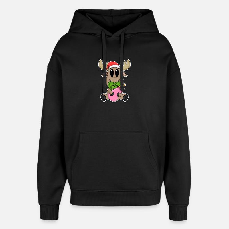 Bébé orignal Noël - Sweat à capuche unisexe Stanley/Stella Oversized - noir