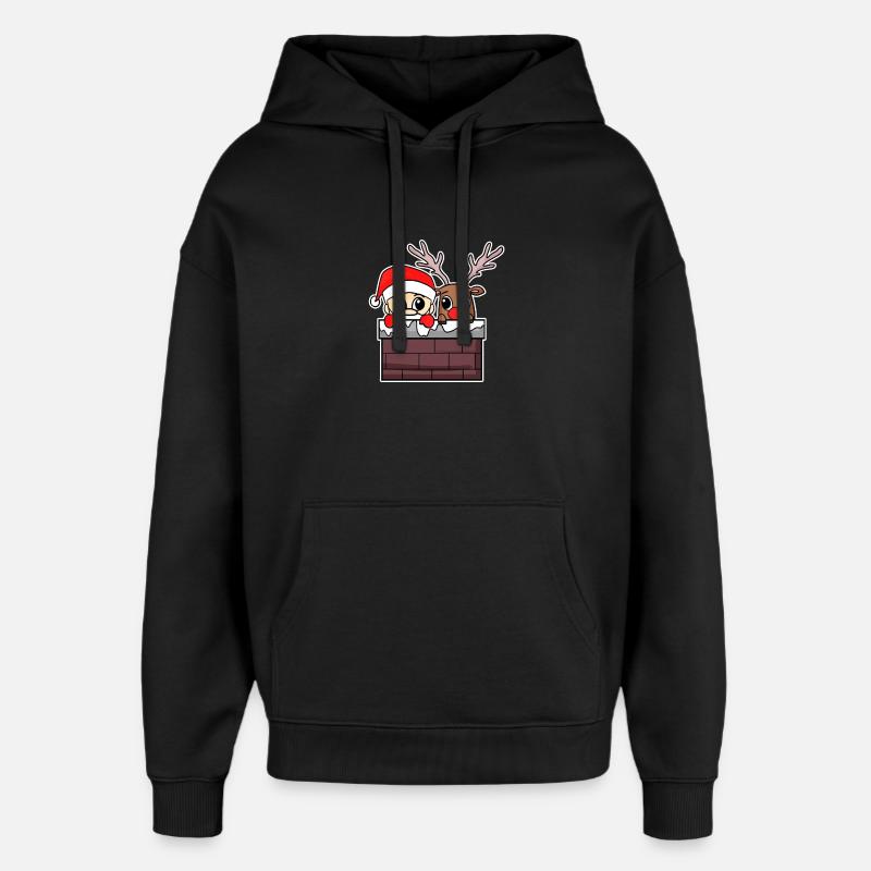 Père Noël cerf - Sweat à capuche unisexe Stanley/Stella Oversized - noir