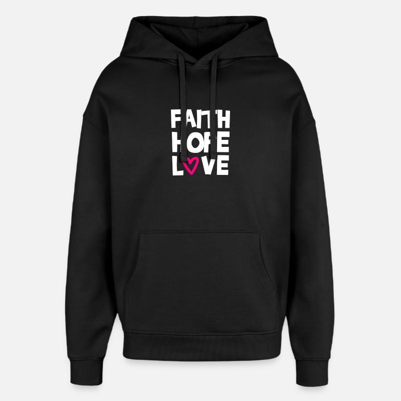 Foi Espérance Amour - Sweat à capuche unisexe Stanley/Stella Oversized - noir