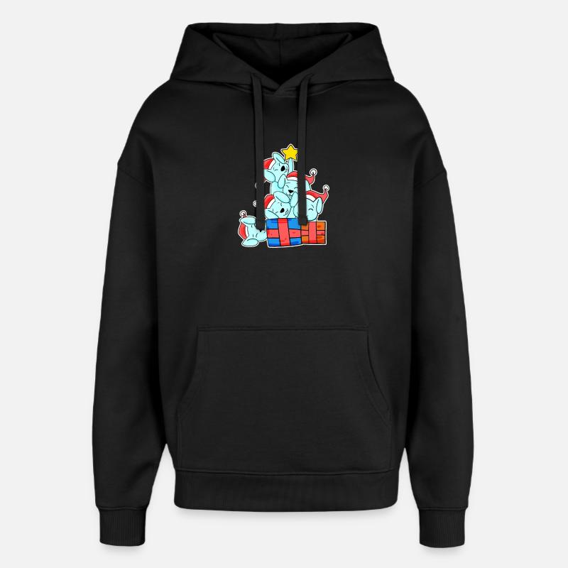 Lapin Arbre de Noël Noël - Sweat à capuche unisexe Stanley/Stella Oversized - noir