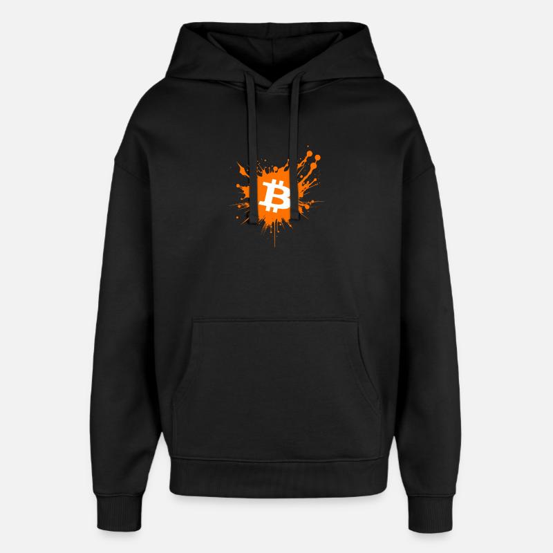 Bitcoin Crypto Cryptocurrency Splash - Sweat à capuche unisexe Stanley/Stella Oversized - noir
