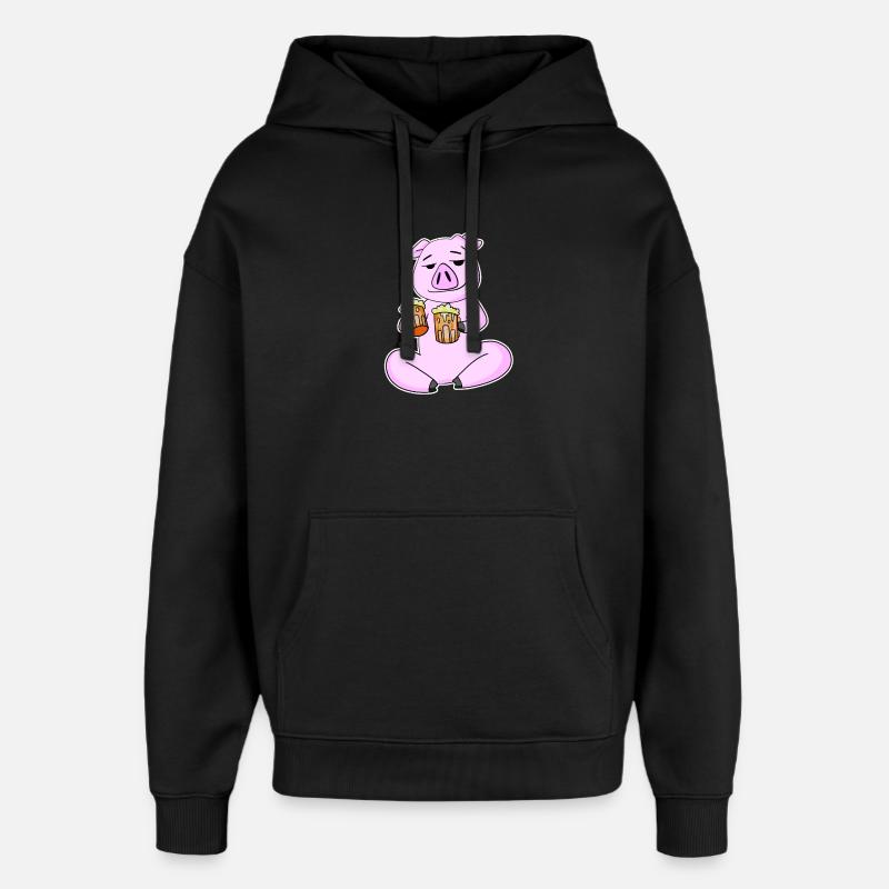 Pork with beer - Oversized Unisex Hoodie by Stanley/Stella - black