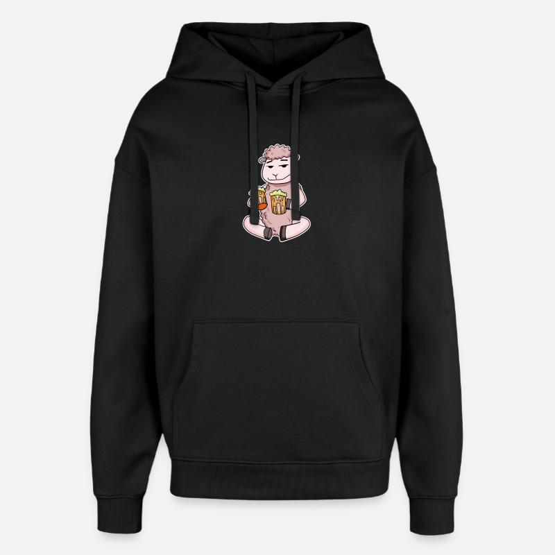 Moutons à la bière - Sweat à capuche unisexe Stanley/Stella Oversized - noir