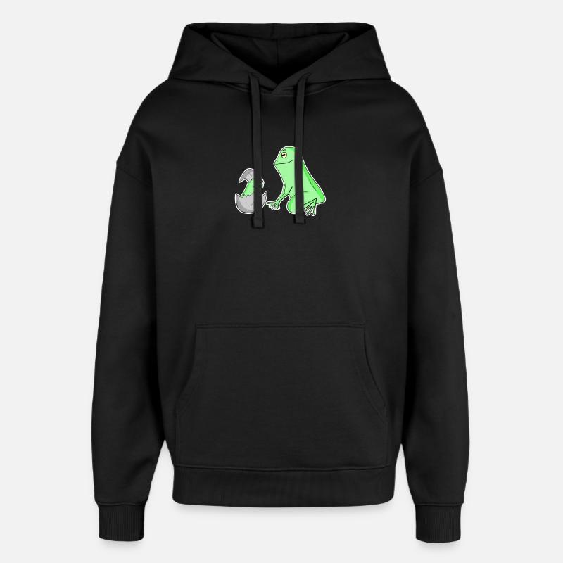 Famille Grenouille - Grenouille avec bébé - Sweat à capuche unisexe Stanley/Stella Oversized - noir