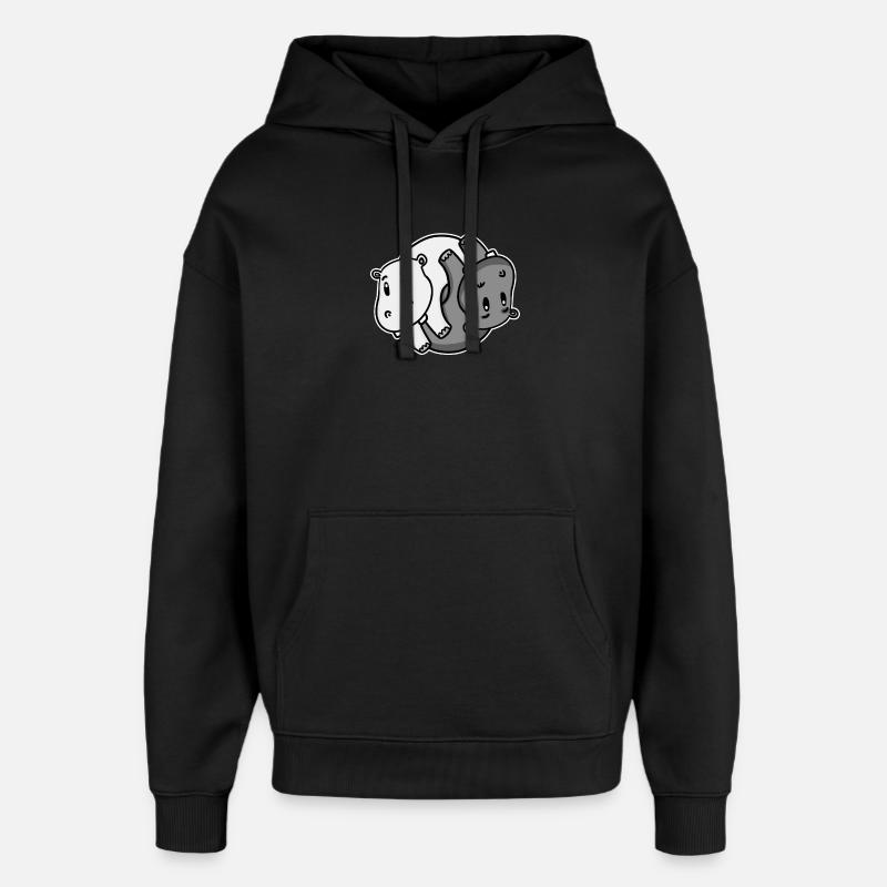 Yin Yang Nilpferd - Oversized Unisex Hoodie von Stanley/Stella - Schwarz