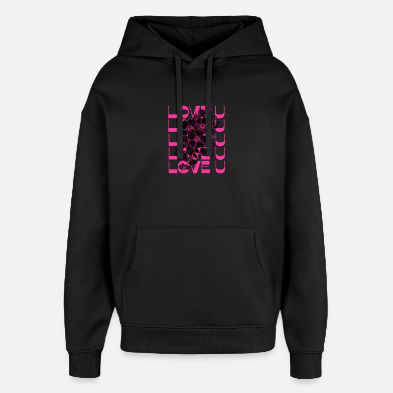 LOVE U PINK - Sweat à capuche unisexe Stanley/Stella Oversized - noir