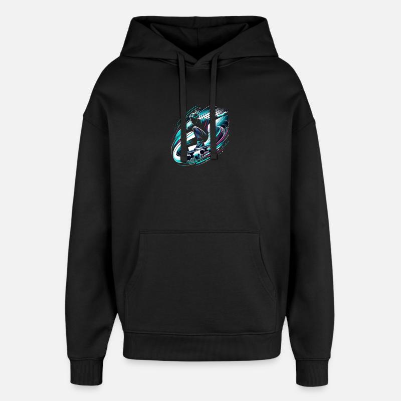 Longboarder sur skateboard ou longboard - Sweat à capuche unisexe Stanley/Stella Oversized - noir