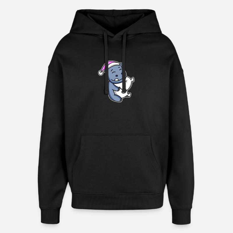 Nilpferd Müde Ausschlafen Schlafen Mädchen - Oversized Unisex Hoodie von Stanley/Stella - Schwarz