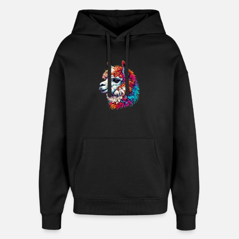 Alpaca - Oversized Unisex Hoodie by Stanley/Stella - black