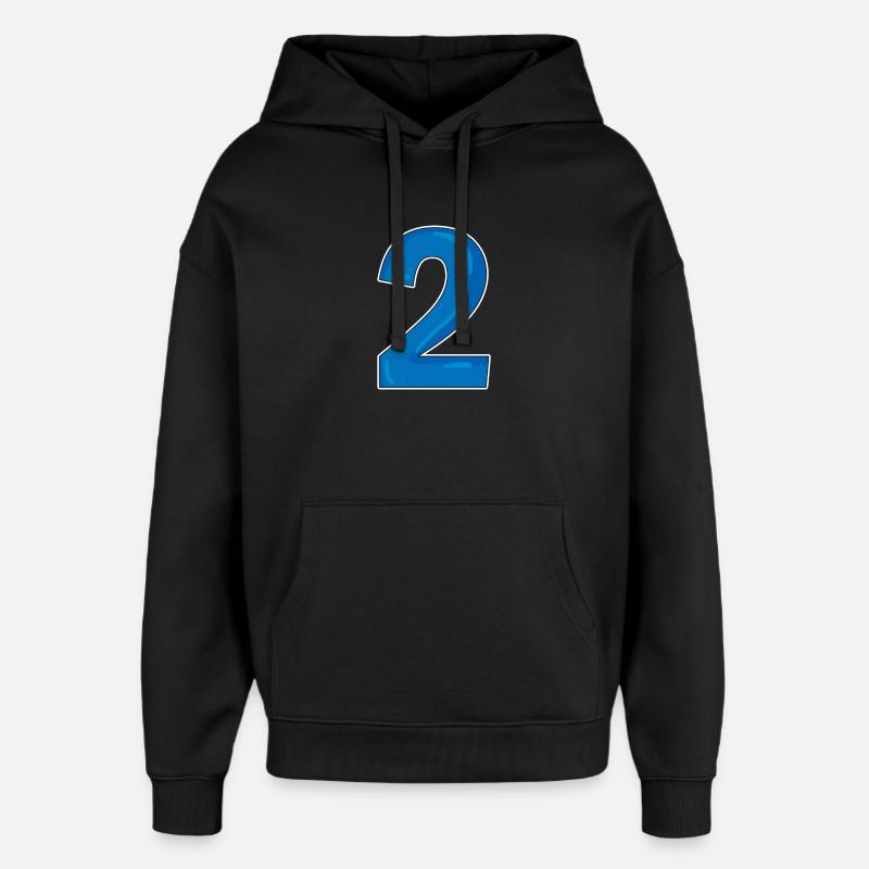 Deux - 2 - Nombre - Sweat à capuche unisexe Stanley/Stella Oversized - noir