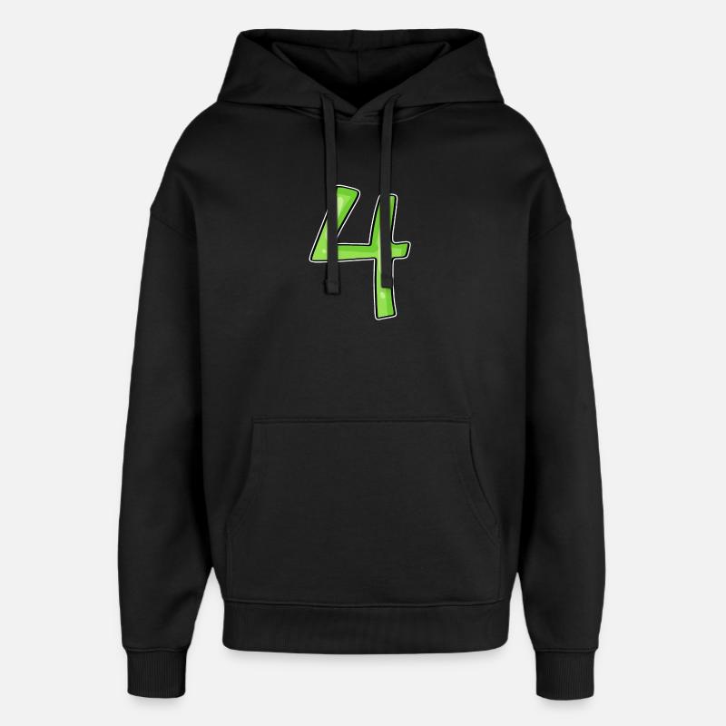4 - Four Green - Oversized Unisex Hoodie by Stanley/Stella - black