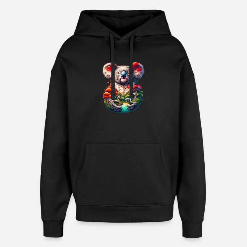 Koala - Sweat à capuche unisexe Stanley/Stella Oversized - noir