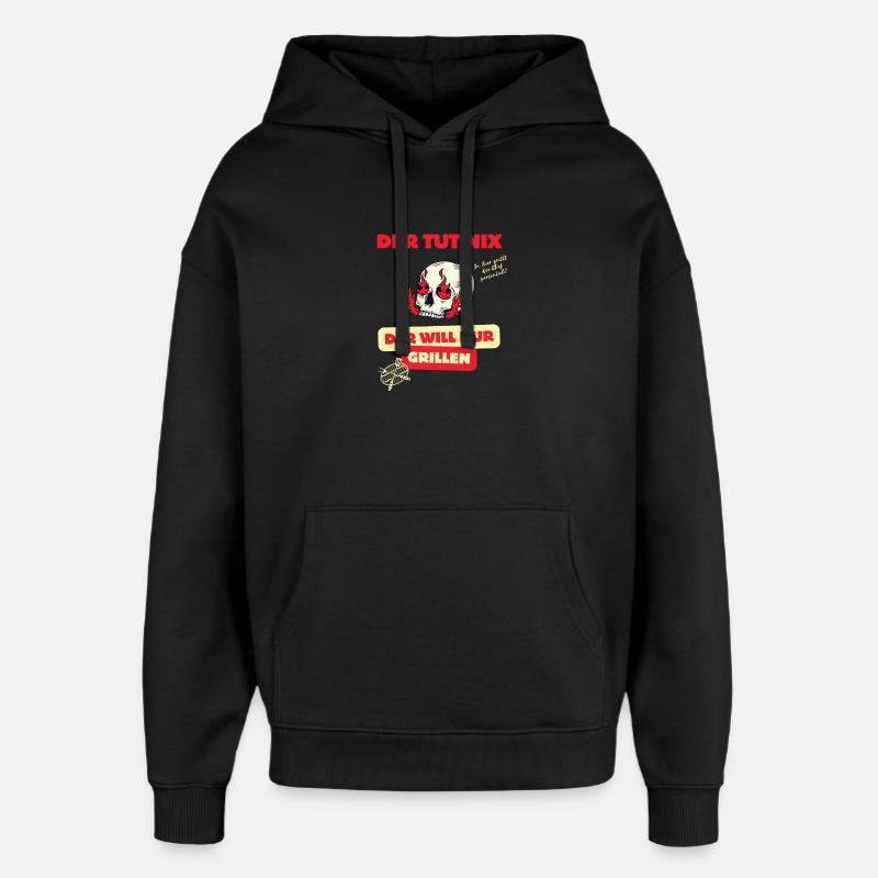 Skull und Grillspruch Design - Oversized Unisex Hoodie von Stanley/Stella - Schwarz
