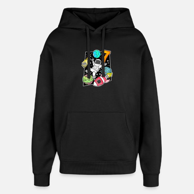 7 Garçon d’anniversaire astronaute - Sweat à capuche unisexe Stanley/Stella Oversized - noir