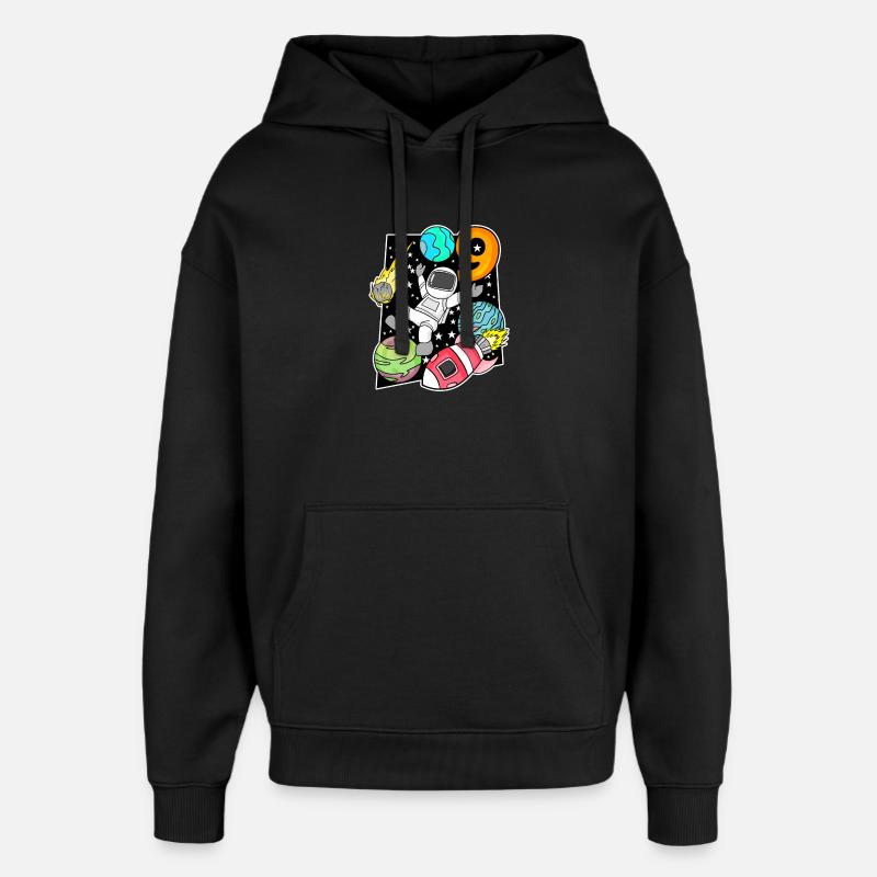 Astronaute - 9e anniversaire garçon - Sweat à capuche unisexe Stanley/Stella Oversized - noir