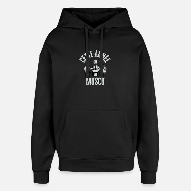Cette année go muscu - Sweat à capuche unisexe Stanley/Stella Oversized - noir