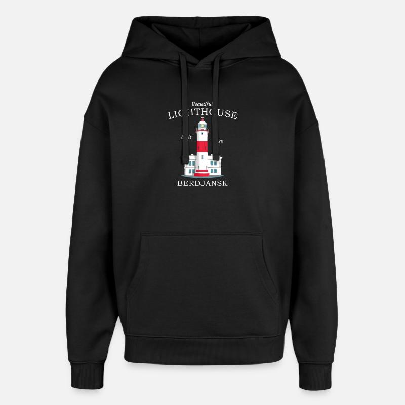 Berdyansk, Mer d’Azov, Phare Ukraine - Sweat à capuche unisexe Stanley/Stella Oversized - noir