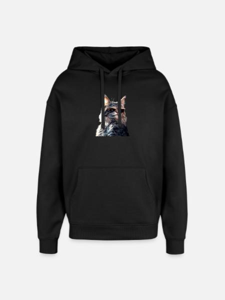 Maine Coon Cat Cat Mom Cat Maine Coon Cats - Oversized Unisex Hoodie by Stanley/Stella - black