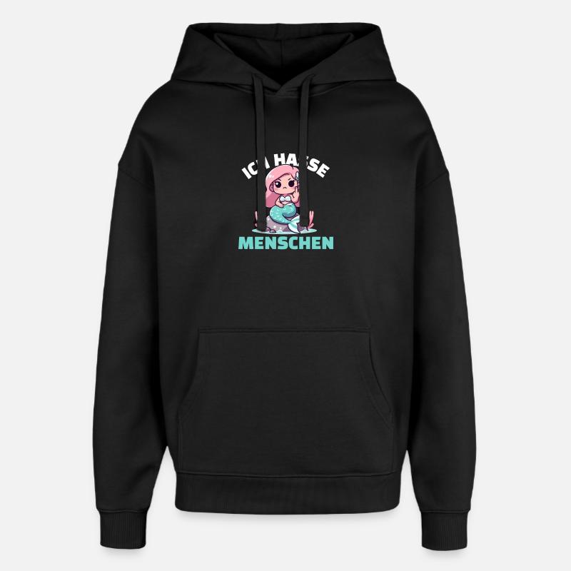 Freche Meerjungfrau mit einer Zynischen Botschaft - Oversized Unisex Hoodie von Stanley/Stella - Schwarz