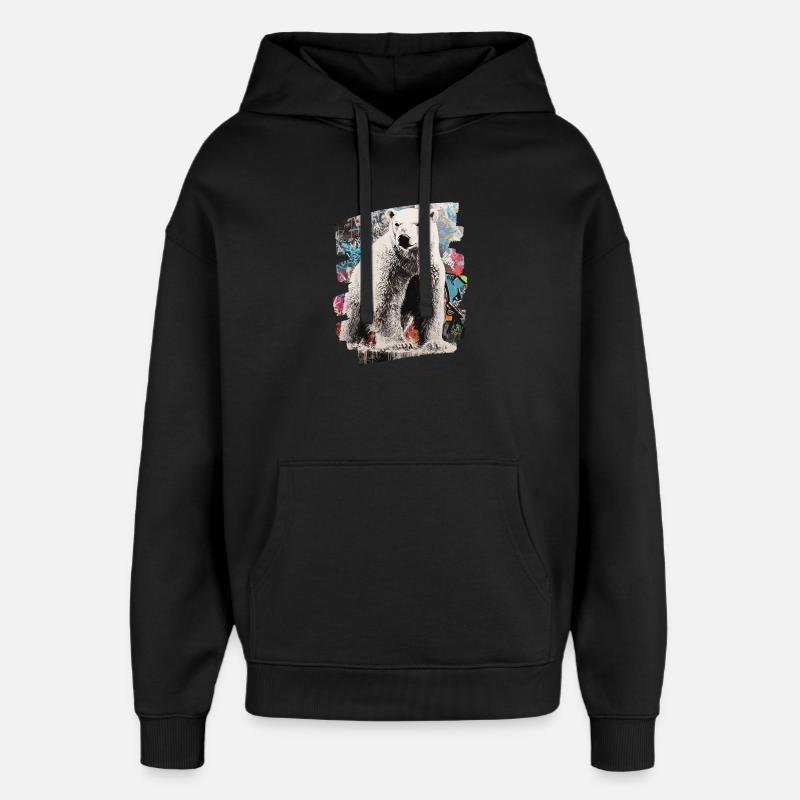 Eisbär Graffiti Sprayer - Oversized Unisex Hoodie von Stanley/Stella - Schwarz