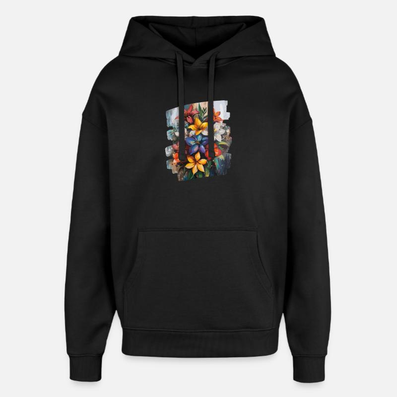 Printemps Printemps Début Fleur Fleurs - Sweat à capuche unisexe Stanley/Stella Oversized - noir