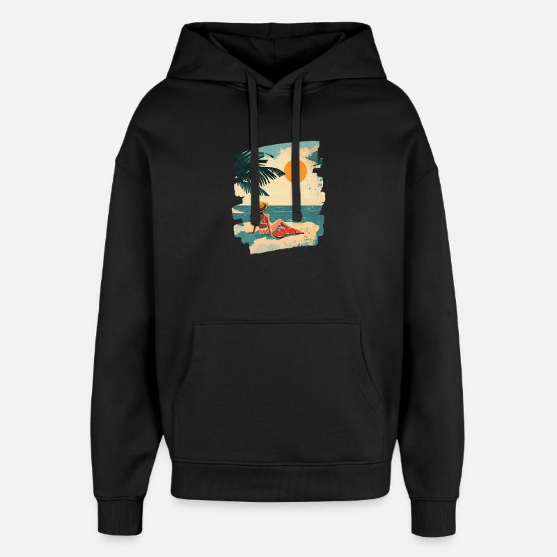 Sommer Strand Retro - Oversized Unisex Hoodie von Stanley/Stella - Schwarz