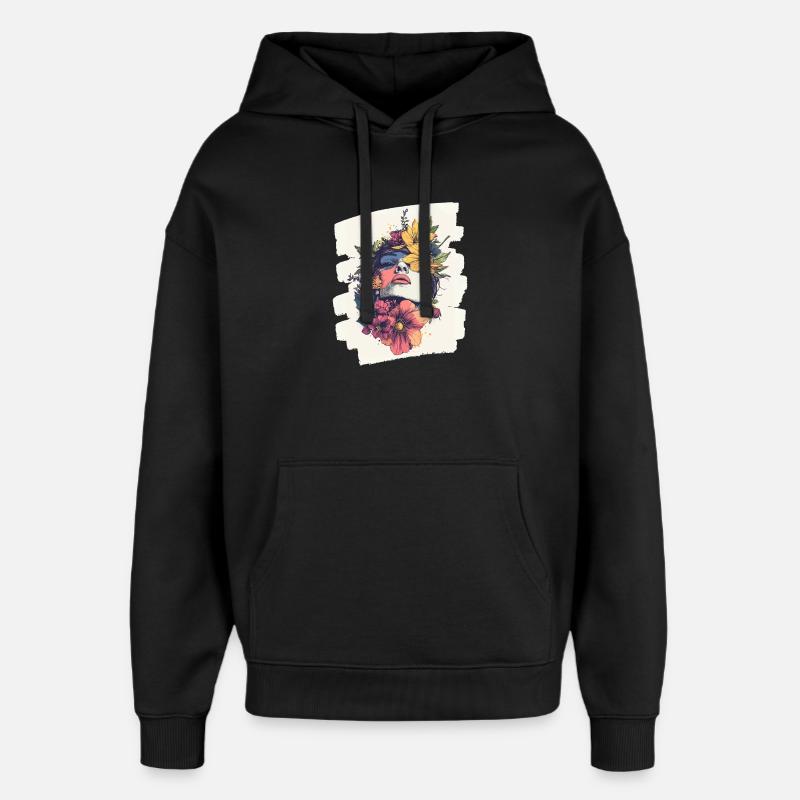 Printemps Printemps Début Fleurs - Sweat à capuche unisexe Stanley/Stella Oversized - noir