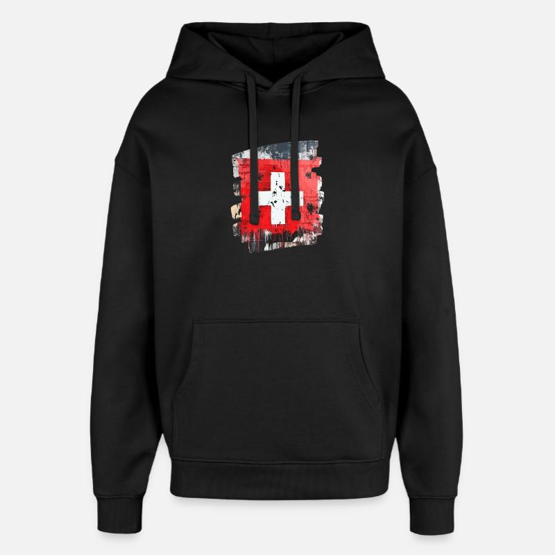 Pavillon suisse Suisse - Sweat à capuche unisexe Stanley/Stella Oversized - noir