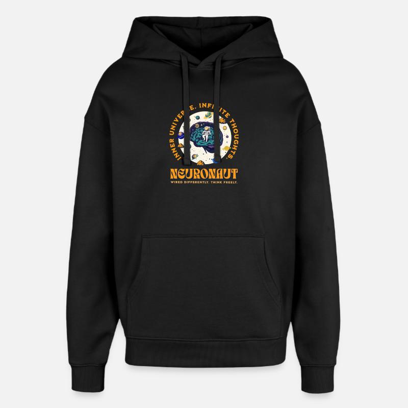 Cerveau neuroépicé d’astronaute neurodivergent - Sweat à capuche unisexe Stanley/Stella Oversized - noir