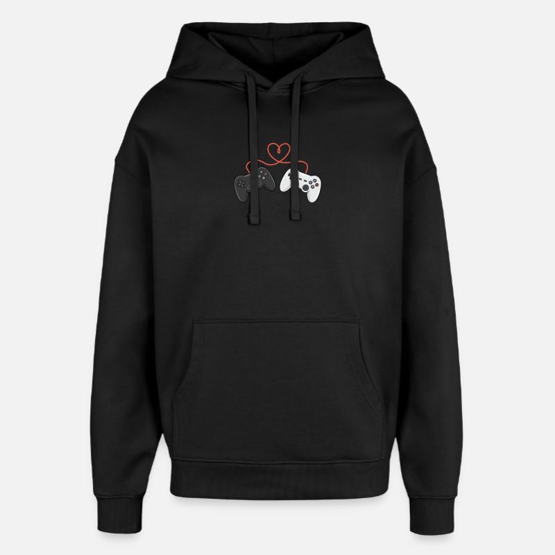 Heartwired Controllers Duo - Oversized Unisex Hoodie by Stanley/Stella - black