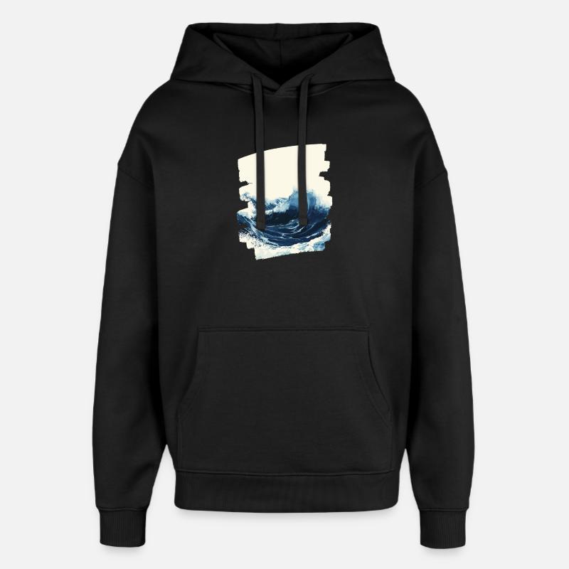 Les vagues et la mer - Sweat à capuche unisexe Stanley/Stella Oversized - noir