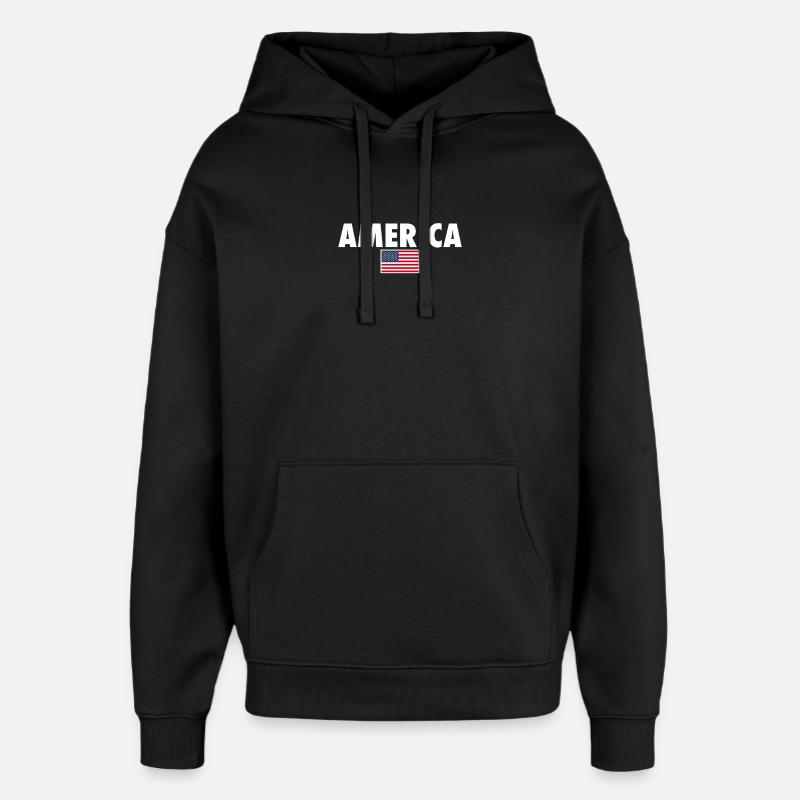 Amérique États-Unis Drapeau américain Amérique - Sweat à capuche unisexe Stanley/Stella Oversized - noir