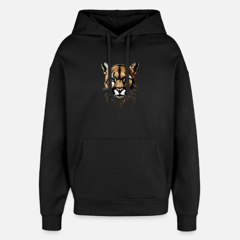 Panter Leopard Stor Kat Sød Store Kat Katte - Hættetrøje unisex Stanley/Stella Oversized - sort