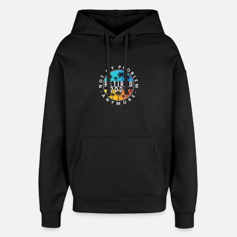 Retraité 2025 Palm Sunset Design - Sweat à capuche unisexe Stanley/Stella Oversized - noir