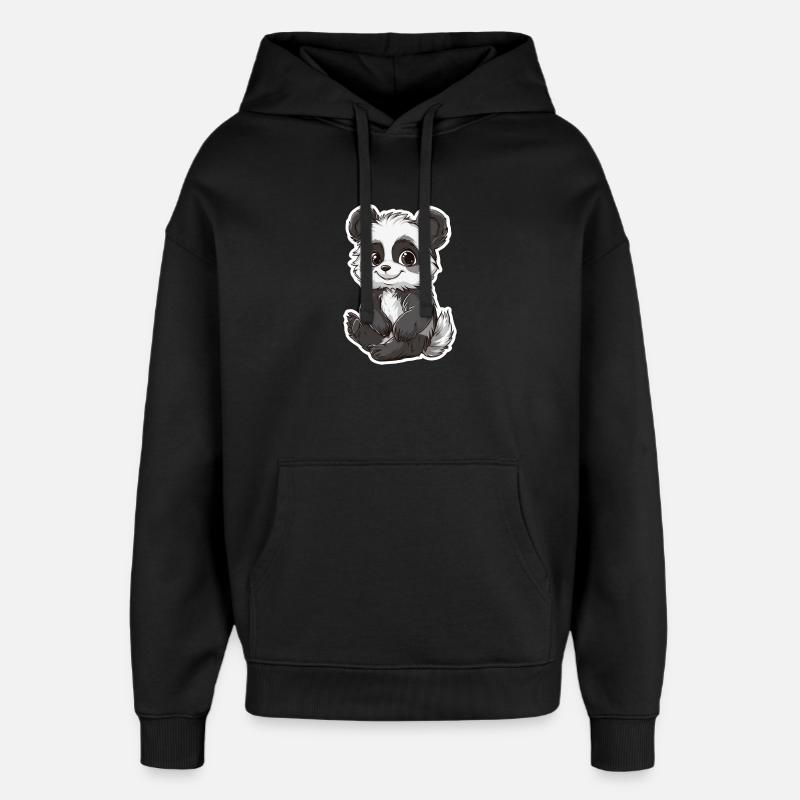 Ours panda mignon - Sweat à capuche unisexe Stanley/Stella Oversized - noir