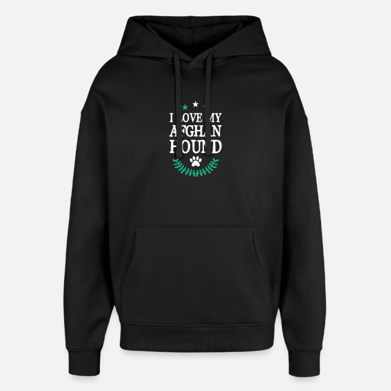 J’aime mon lévrier afghan - Sweat à capuche unisexe Stanley/Stella Oversized - noir