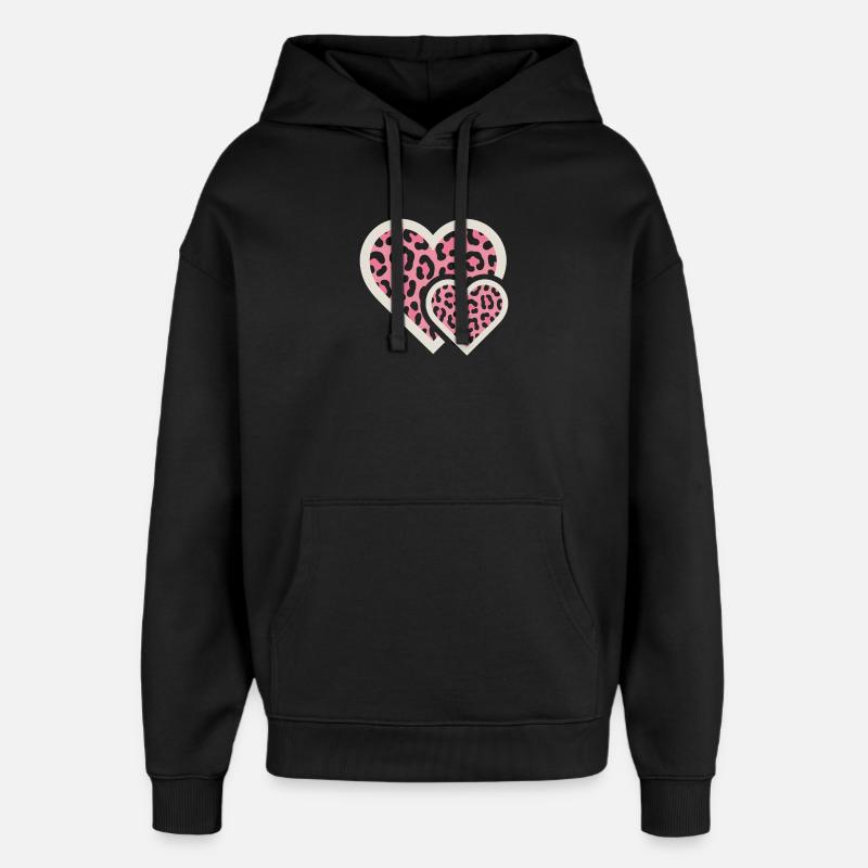 Motif léopard avec motif rose - Sweat à capuche unisexe Stanley/Stella Oversized - noir