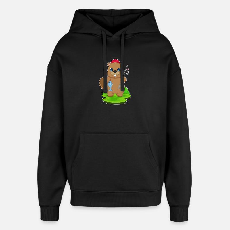 Pêche au castor - Sweat à capuche unisexe Stanley/Stella Oversized - noir