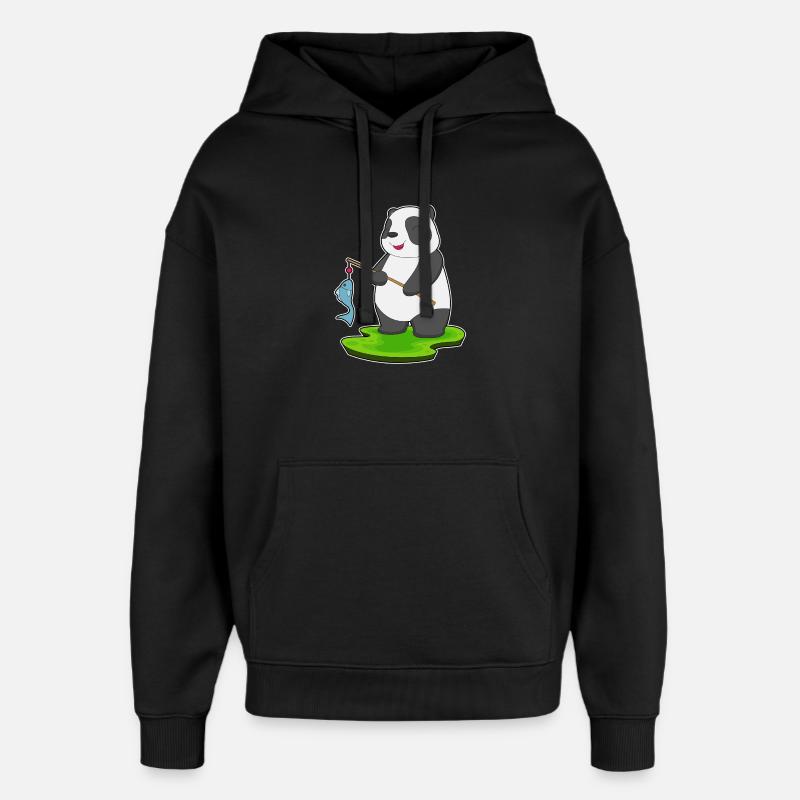 Pêche au panda baudroie - Sweat à capuche unisexe Stanley/Stella Oversized - noir
