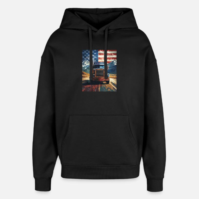 camion - Sweat à capuche unisexe Stanley/Stella Oversized - noir